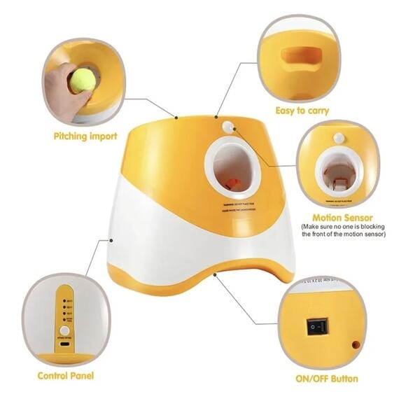 Automatic Ball Launcher for Dogs, USB Rechargeable Ball Thrower, 10-30 Ft - Picture 2 of 4